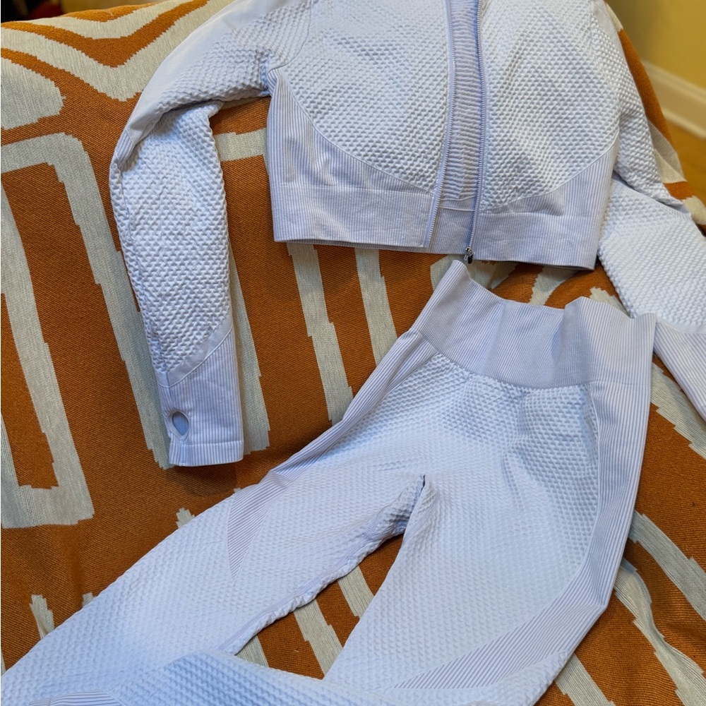 Textured White Activewear Set